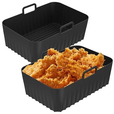 Imagem de FALESOUL Forro de silicone para fritadeira Air Fryer pacote com 2, acessórios antiaderentes para Ninja DZ201/DZ401 8-10 QT, forros reutilizáveis compatíveis com Ninja Foodi, acessórios de fritadeira