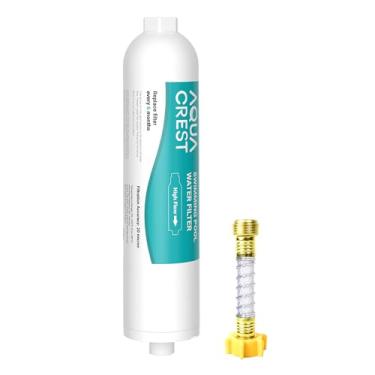 Imagem de Filtro de água em linha para trailers AQUACREST extragrande com protetor de mangueira inoxidável, reduz chumbo, cloro, mau gosto e sentimento para trailers e fuzileiros, filtro para beber e lavar