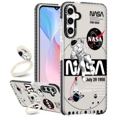 Imagem de Boaretiu Capa fofa Kawaii para Samsung Galaxy A15 5G com suporte - Design de suporte de anel giratório adesivo de 360° para mulheres meninas e meninas para Samsung Galaxy A15 5G capa, astronauta