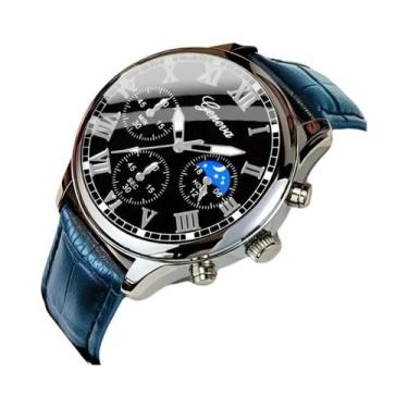 Imagem de Relógio Casual Masculino De Quartzo, Pulseira De Couro PU Elegante Par