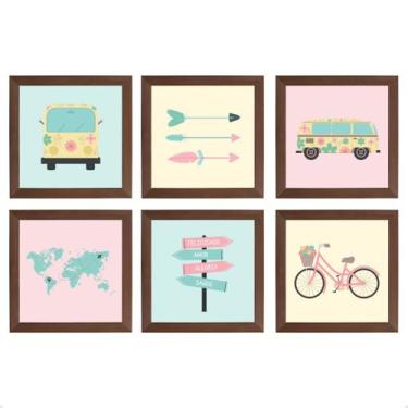 Imagem de Quadro Decorativo Infantil Quarto Menina Viagem Kombi Mapa - Creative 