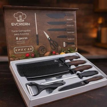 Imagem de Kit Churrasco Conjunto 08 Peças Facas Gourmet Corte Navalha Antiaderen