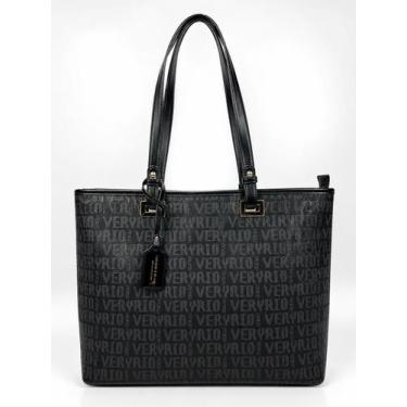 Imagem de Bolsa Feminina Tote Veryrio Monograma material ecológico Grande, Preto