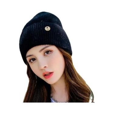 Imagem de Gorro Feminino De Inverno Quente De Tricô À Prova De Vento Cor Lisa Mu