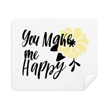 Imagem de You Make Me Happy Quote Style Pano de limpeza de tela 2 peças Tecido de camurça