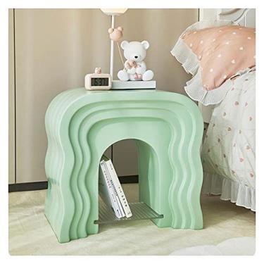 Imagem de Mesa lateral moderna, mesa de canto pequena, mesa de cabeceira para sala de estar, quarto, escritório, banheiro, mesa de cabeceira pequena com prateleira de armazenamento mesa de centro para sala de estar (cor: branco)