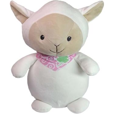 Imagem de Ovelha Branca Pelúcia Fofa Com Lencinho Brinquedo Nicho Decoração Quarto 30Cms