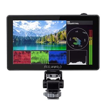 Imagem de FEELWORLD LUT5 5,5 polegadas 3000nits Câmera Ultra Brilhante Monitor de Campo Auto Dimming Touchscreen HDR 3D LUT com Forma de Onda F970 Alimentação Externa e Kit de Instalação 4K Entrada HDMI Saída