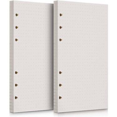 Imagem de Refil de papel A6, 320 páginas A6, folhas soltas, 6 furos, refil de caderno para fichário recarregável com 6 anéis, agenda, diário, pintura, organizador pessoal, páginas pontilhadas