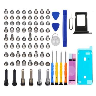 Imagem de DARYCOM Repair Conjunto completo de parafusos 70 peças para iPhone XS Max, kit de ferramentas de reparo de 6,5 polegadas, 4 chaves de fenda, mapa de localização, 3 abridores de ferramentas, 1 adesivo