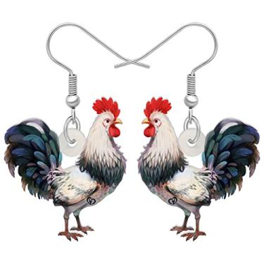 Imagem de DALANE Brincos de galinha de galinha em acrílico para mulheres, meninas, crianças, pingentes de festa, joias de animais de fazenda, joias, Medium, Acrílico, Sem pedra preciosa