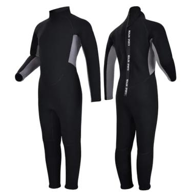 Imagem de REALON Roupa de mergulho infantil para meninas meninos e crianças de 3 mm neoprene para crianças/jovens, roupa de banho térmica de manga curta/longa de 2 mm em água fria com zíper traseiro para mergulho, surfe, jet ski, natação