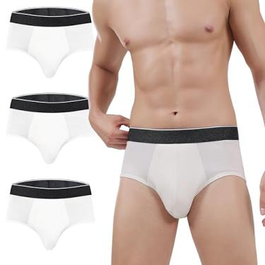 Imagem de AIRCUTE Roupa íntima lavável para incontinência urinária de super absorção para homens, cuecas macias para vazamento na bexiga 160 ml, pacote com 3 (pequena, 3 brancas)