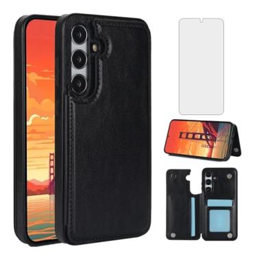 Imagem de Asuwish Capa carteira compatível com Samsung Galaxy S24 Plus S24+ 5G, protetor de tela de vidro temperado, suporte de cartão, acessórios à prova de choque, capas de telefone para S24plus 24S + S 24