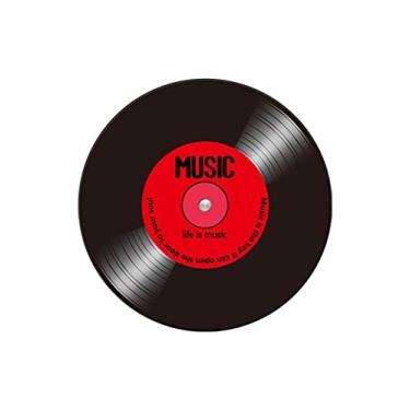 Imagem de Aomesinc Tapete de área, tapete de chão com estampa de disco de vinil moderno, tapete redondo antiderrapante (80 x 80 cm), estilo F)