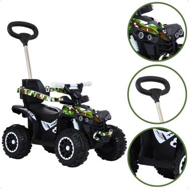 Imagem de Quadriciclo Infantil Camuflado Militar Verde Preto Uni Toys com empurrador