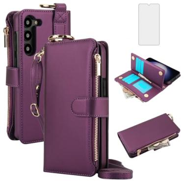 Imagem de Asuwish Capa de telefone para Samsung Galaxy A14/M14 5G Carteira com zíper com protetor de tela de vidro temperado, alça transversal, porta-cartão, bloqueio RFID, capa flip A 14 4G 14 A 14 M G5