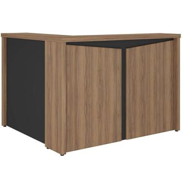 Imagem de Balcão De Atendimento Para Recepção Em L Unik A02 Nogal Preto - Lyam Decor