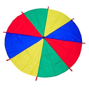 Imagem de Newmind Crianças brincam de paraquedas arco-íris com 8 alças - Coloridas, 2 m