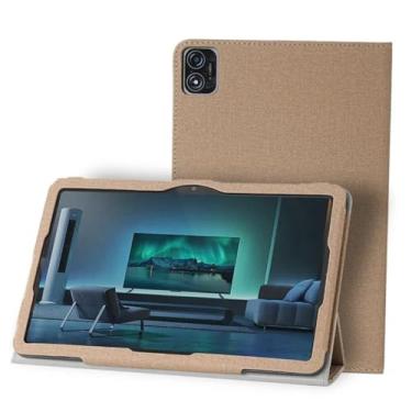 Imagem de Qiawum Capa para tablet CHUWI HI10 XPro Tablet PC 10,1 polegadas, capa protetora dobrável de couro PU premium com suporte dobrável para tablet CHUWI HI10XPro 10,1 polegadas (dourada)