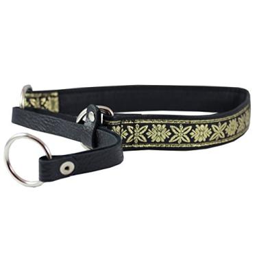 Imagem de Gargantilha de couro genuíno de 2,5 cm de largura, coleira de cachorro de martingale, cabe em pescoço de 43 a 51 cm