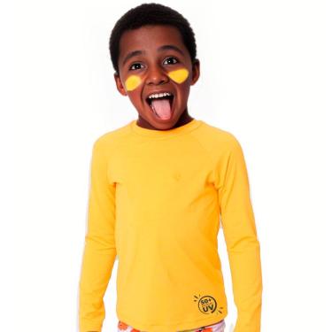 Imagem de Camiseta Infantil Manga Longa Menino Uv50 Lisa Amarel 1 a 14