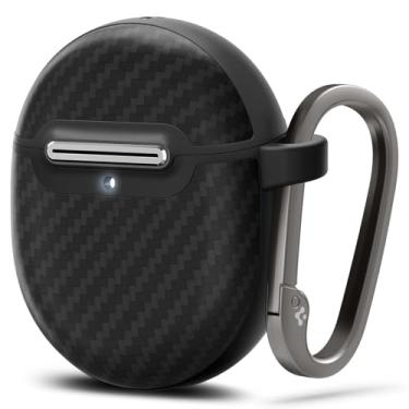 Imagem de Spigen Capa Enzo Aramid projetada para Google Pixel Buds Pro 2 (2024) e Pro 1 (2022) Premium com chaveiro - Preto fosco