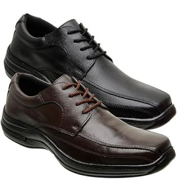 Imagem de Kit 2 Pares de Sapatos Social e Casual Masculinos Confortável Couro Macio Cor:Preto;Tamanho:34;Gênero:Masculino