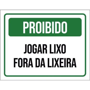 Imagem de Kit 3 Placas Sinalização - Proibido Jogar Lixo Fora Lixeira