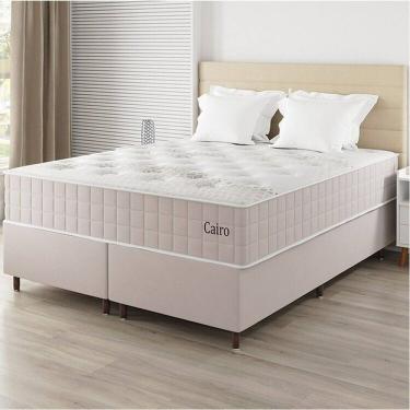 Imagem de Conjunto Colchão Mola Ensacada e Base Box Queen 67x158x198cm Cairo Yescasa Creme