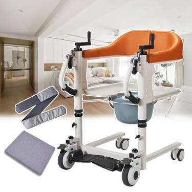 Imagem de CHONGHAN Cadeira De TransferêNcia De ElevaçãO De Paciente, Cadeira De ElevaçãO AjustáVel,Elevador Paciente Para Casa,Assento Dividido Em 180°,Com Vaso SanitáRio E Almofada