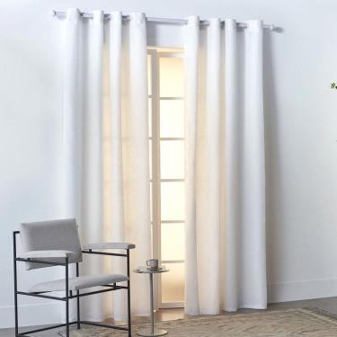 Imagem de Cortina Barcelona Voil Linho Com Forro Tecido Poliéster Branca 2,80 x 2,30 Santista