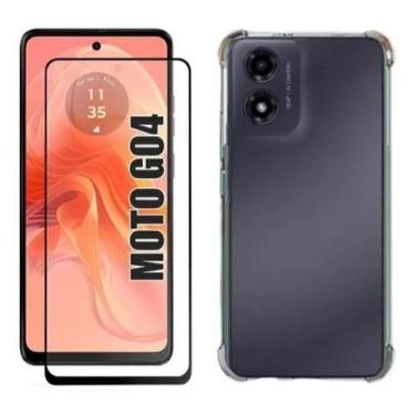 Imagem de Kit Capa Transparente + Película 3D Vidro Para Motorola MOTO G04 - LXL