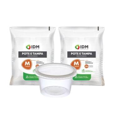 Imagem de Potes Descartáveis Redondo Freezer Microondas 1500ml - 48un Empilhavel