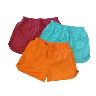 Imagem de Kit 3 Shorts Feminino Tactel Colorido Shortinhos Sortidos - Repelique,