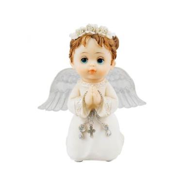 Imagem de Anjinho Enfeite de Resina Roupa Branca Oração 15 cm - Vivenda