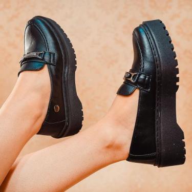 Imagem de Mocassim Oxford Feminino Tratorado Sola Alta Plataforma Original Grife