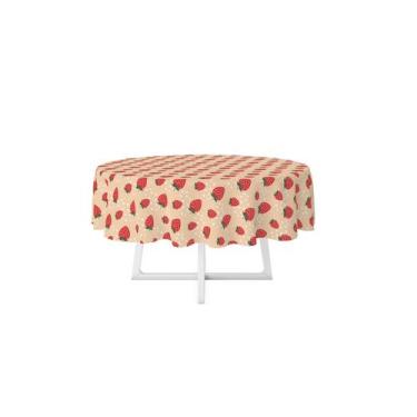 Imagem de Toalha De Mesa Frutas Morango 4 Lugares Redonda 146x146cm - PRESENTE-B