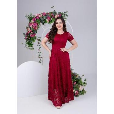 Imagem de Vestido Feminino Longo Godê em Renda Festas e eventos - Plena Persona,