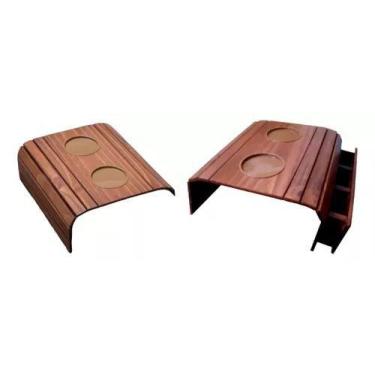 Imagem de Kit Esteira Bandeja Para Sofá Com Porta Controle Porta Copos Mel - JID