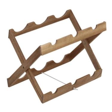 Imagem de Adega De Mesa Suporte Garrafa De Vinho 6 Cavidades Acácia - Oikos