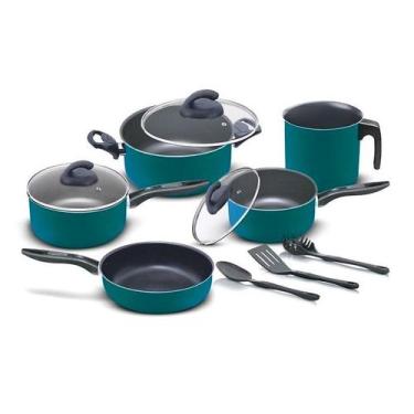 Imagem de Conjunto de panelas verde 08 peças Antiaderente Facile - Marpal