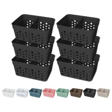 Imagem de Kit 6 Cesto Organizador Trama Rattan c/ Divisória Removível - Usual Ut