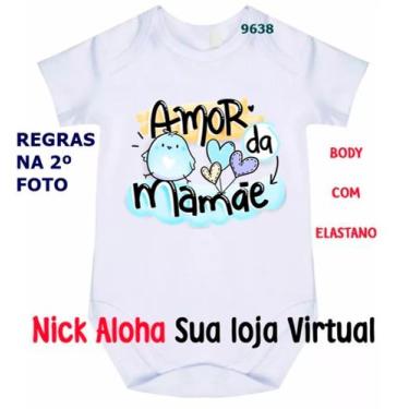 Imagem de body bebê amor da mamãe cód 9638 - nick aloha, Branco, M