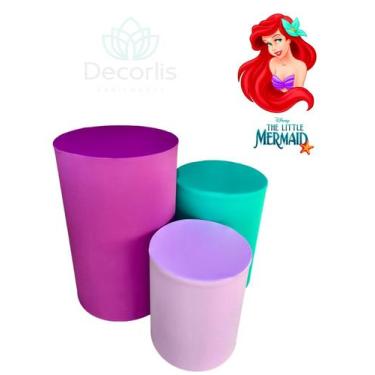Imagem de Trio de Capas para Cilindro DECORAÇÃO para Festas Tema ARIEL Pequena S