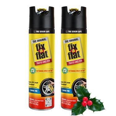 Imagem de Fix-A-Flat S60197 Aerosol Emergency Flat Tire Repair and Inflator, para pneus padrão, fórmula ecológica, ajuste universal para todos os carros, 473 g (pacote com 2)