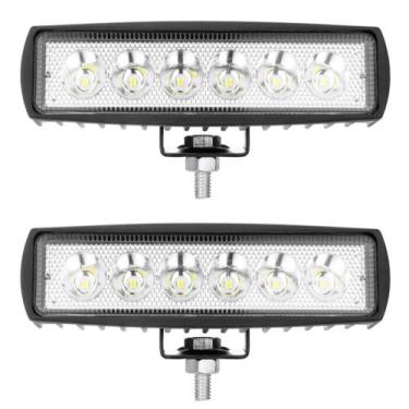 Imagem de Par Kit 2 Farol De Milha Led Universal Retangular Barra Linear 6 Leds 