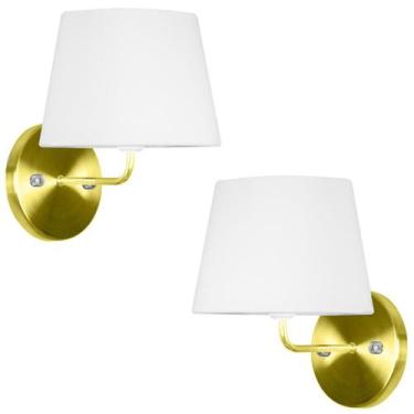 Imagem de Kit 2 Arandela Dourado De Cupula Tradicional Branco - MARRYLUZ