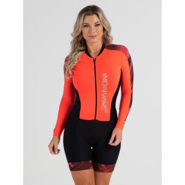 Imagem de Macaquinho Ciclismo Feminino Savancini Line Laranja Neon (463), GG