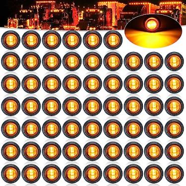 Imagem de PSDRIQQ Pacote com 60 luzes de reboque DC12V 3/4 polegadas mini luzes de LED de folga luz indicadora frontal traseira lateral à prova d'água universal para caminhão, trailer, van, caravana, barco - (âmbar)